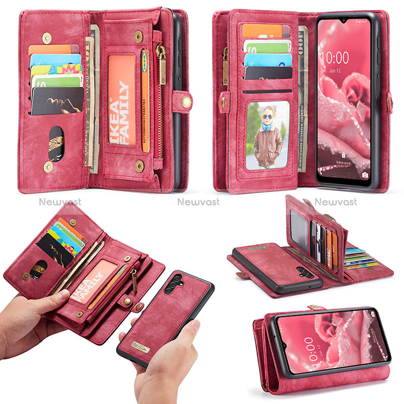 Leather Case Stands Flip Cover Holder C03S for Samsung Galaxy A13 5G Red