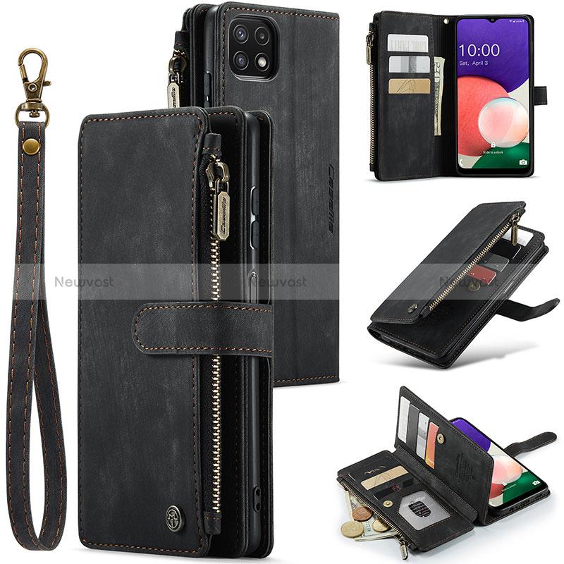 Leather Case Stands Flip Cover Holder C03S for Samsung Galaxy A22 5G