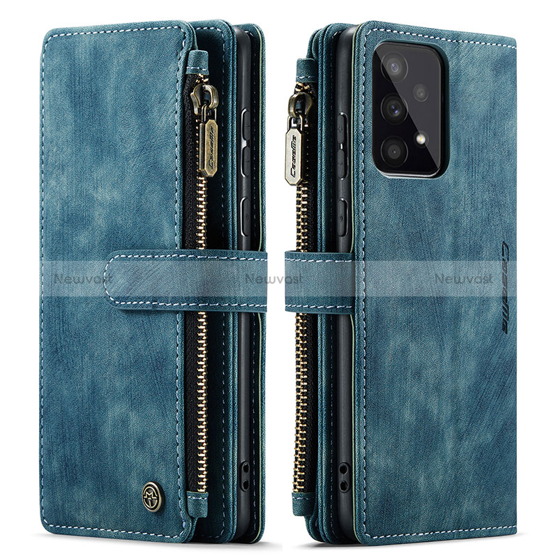 Leather Case Stands Flip Cover Holder C03S for Samsung Galaxy A33 5G Blue