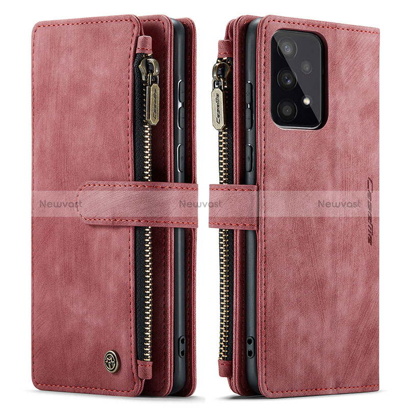 Leather Case Stands Flip Cover Holder C03S for Samsung Galaxy A33 5G Red