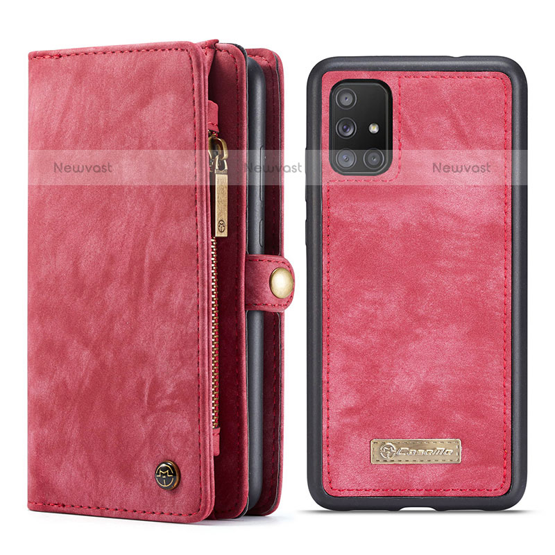 Leather Case Stands Flip Cover Holder C03S for Samsung Galaxy A71 4G A715 Red