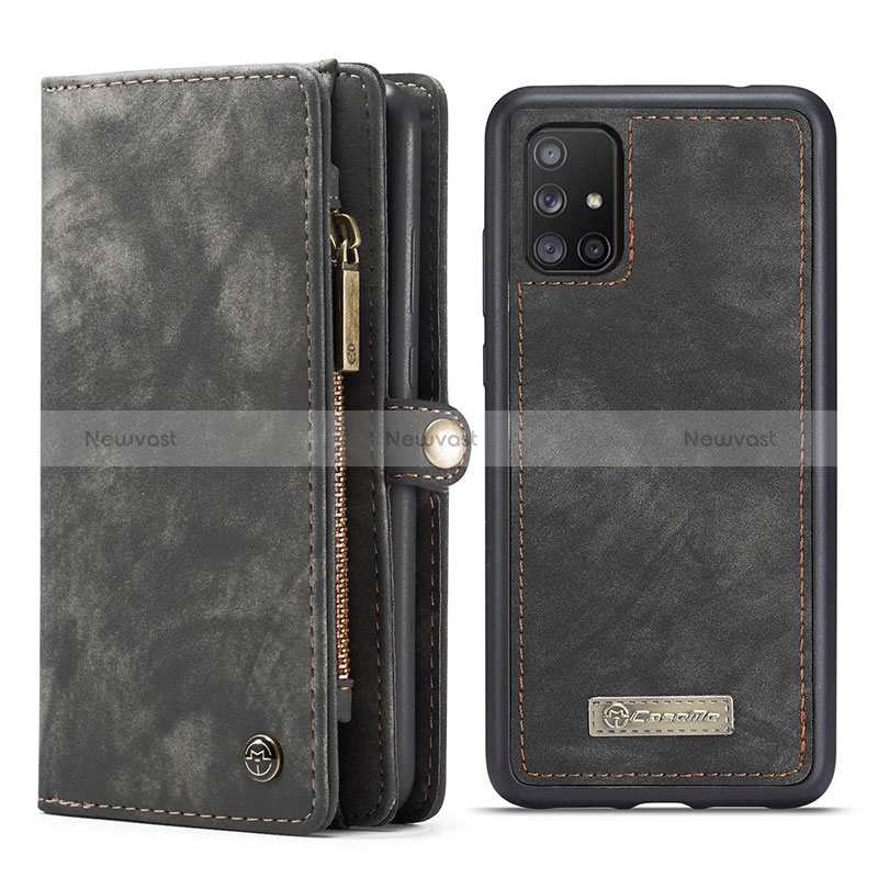 Leather Case Stands Flip Cover Holder C03S for Samsung Galaxy A71 5G Black