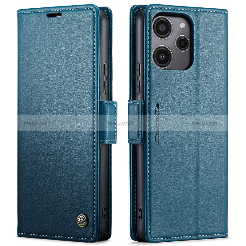 Leather Case Stands Flip Cover Holder C03S for Xiaomi Redmi 12 5G Blue