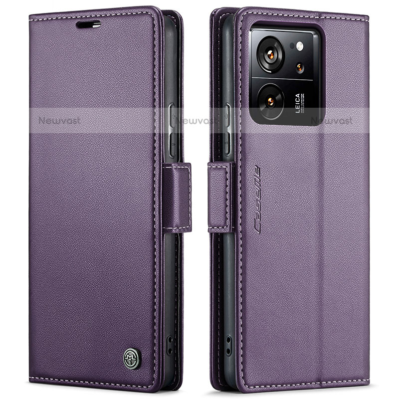 Leather Case Stands Flip Cover Holder C03S for Xiaomi Redmi K60 Ultra 5G Purple