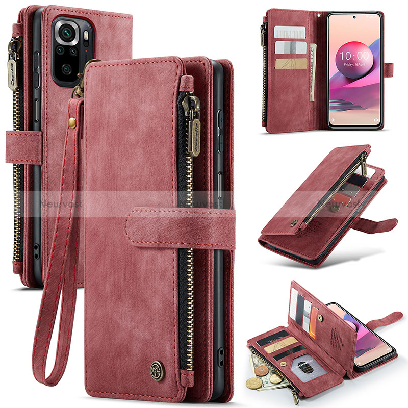 Leather Case Stands Flip Cover Holder C03S for Xiaomi Redmi Note 10 4G