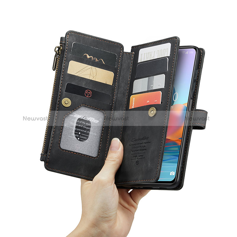 Leather Case Stands Flip Cover Holder C03S for Xiaomi Redmi Note 10 Pro 4G