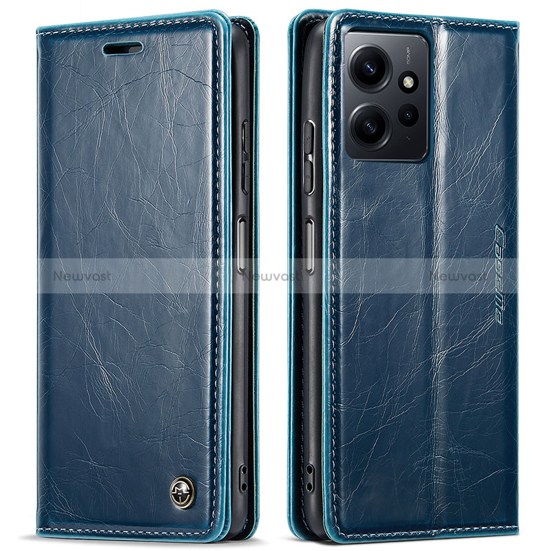 Leather Case Stands Flip Cover Holder C03S for Xiaomi Redmi Note 12 4G Blue