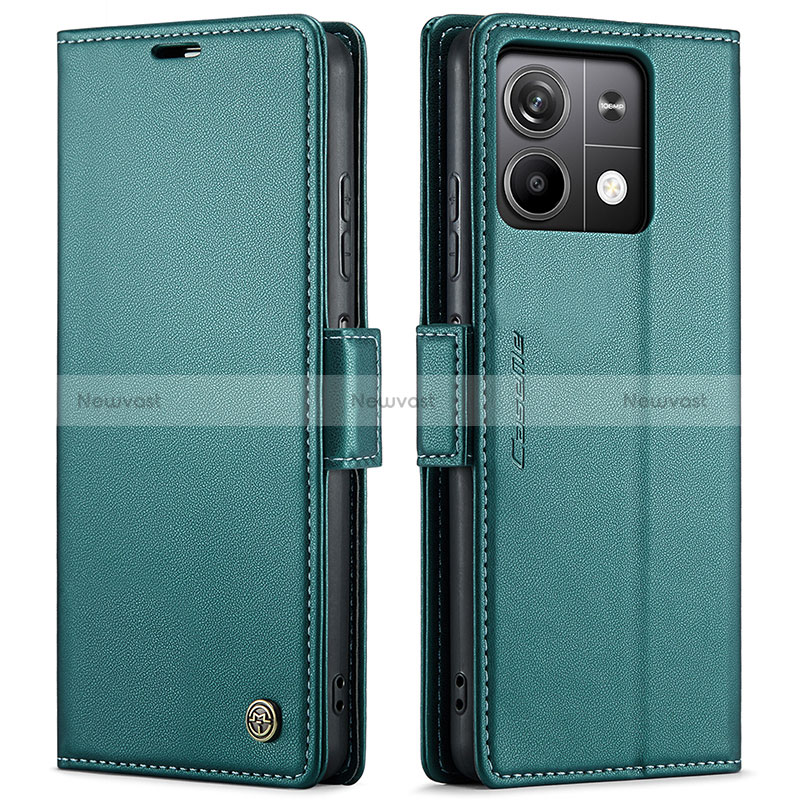 Leather Case Stands Flip Cover Holder C03S for Xiaomi Redmi Note 13 5G Green