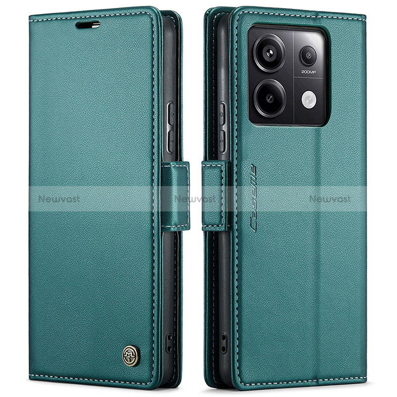 Leather Case Stands Flip Cover Holder C03S for Xiaomi Redmi Note 13 Pro 5G Green