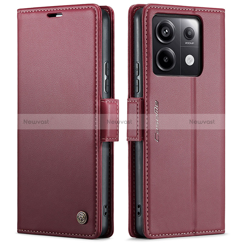 Leather Case Stands Flip Cover Holder C03S for Xiaomi Redmi Note 13 Pro 5G Red