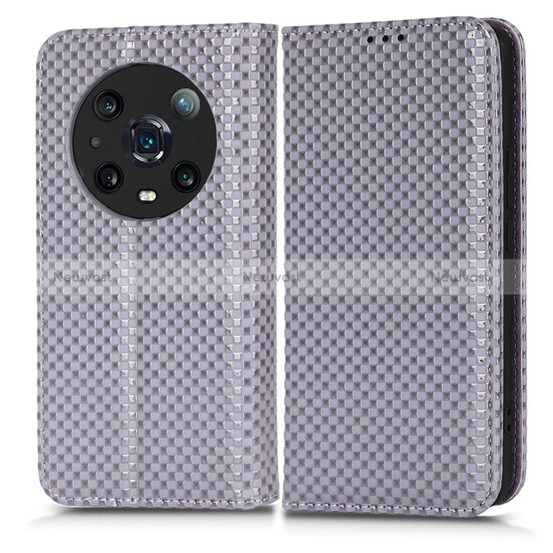 Leather Case Stands Flip Cover Holder C03X for Huawei Honor Magic4 Pro 5G Purple