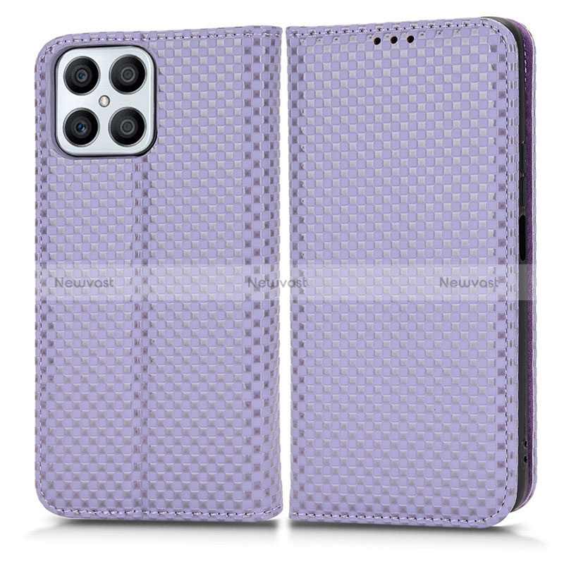 Leather Case Stands Flip Cover Holder C03X for Huawei Honor X8 4G Purple