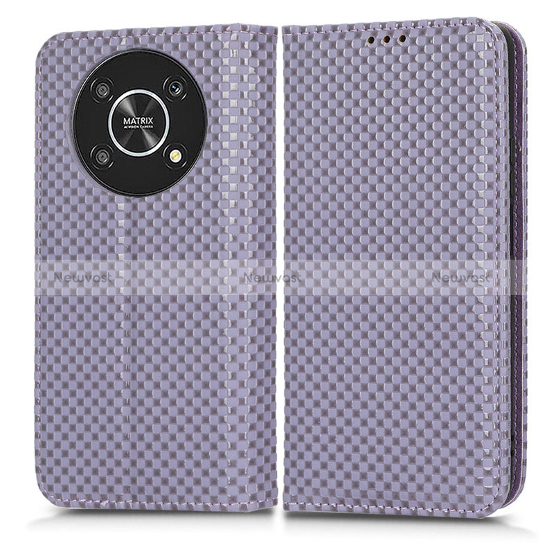 Leather Case Stands Flip Cover Holder C03X for Huawei Honor X9 5G Purple