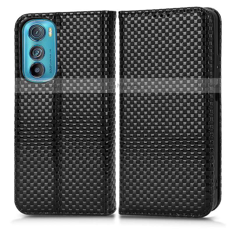 Leather Case Stands Flip Cover Holder C03X for Motorola Moto Edge 30 5G Black