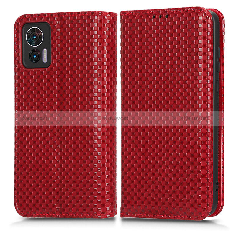 Leather Case Stands Flip Cover Holder C03X for Motorola Moto Edge 30 Lite 5G Red