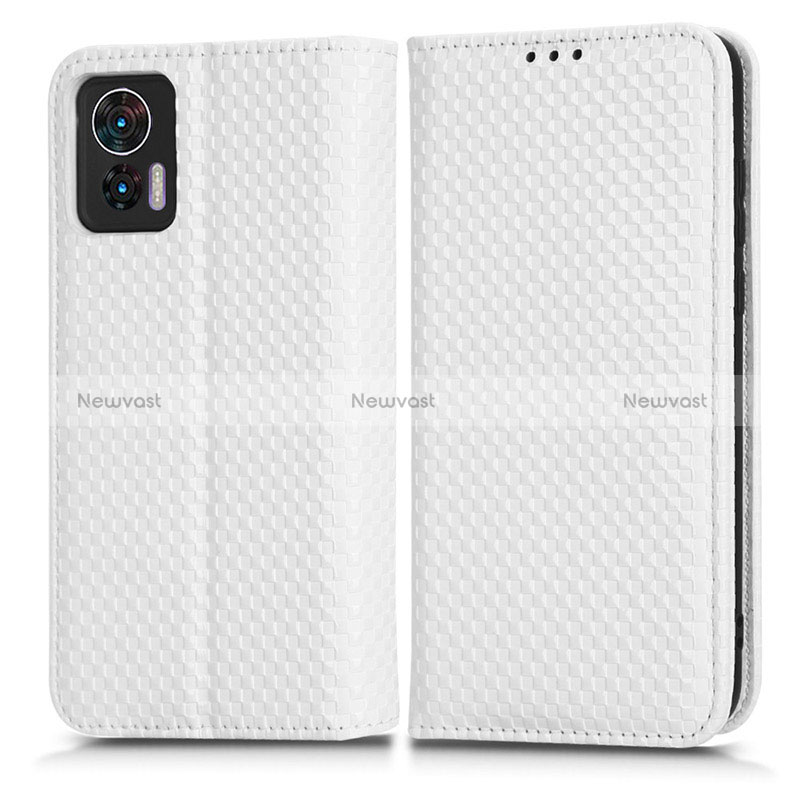 Leather Case Stands Flip Cover Holder C03X for Motorola Moto Edge 30 Lite 5G White