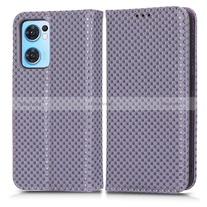 Leather Case Stands Flip Cover Holder C03X for OnePlus Nord CE 2 5G Purple