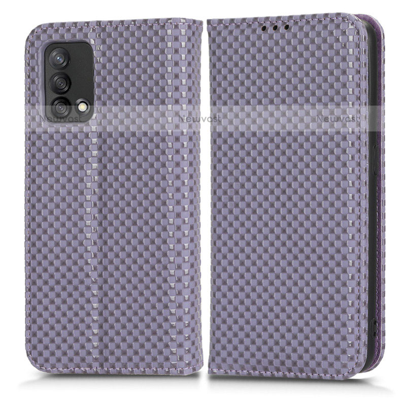 Leather Case Stands Flip Cover Holder C03X for Oppo A74 4G Purple