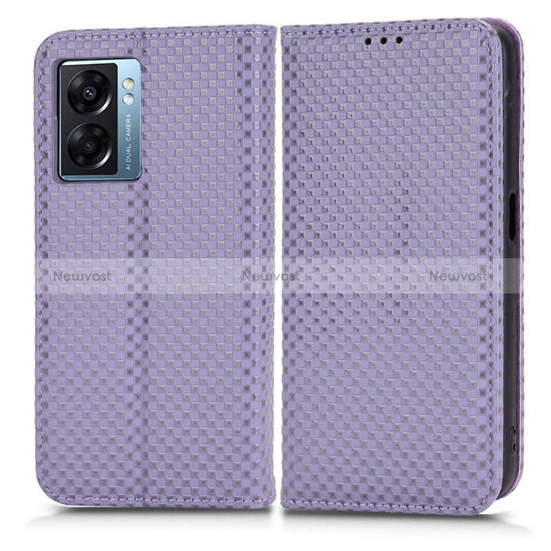 Leather Case Stands Flip Cover Holder C03X for Oppo K10 5G India Purple
