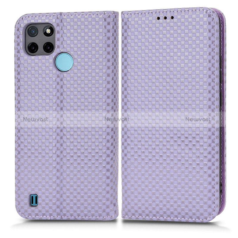 Leather Case Stands Flip Cover Holder C03X for Realme C25Y Purple