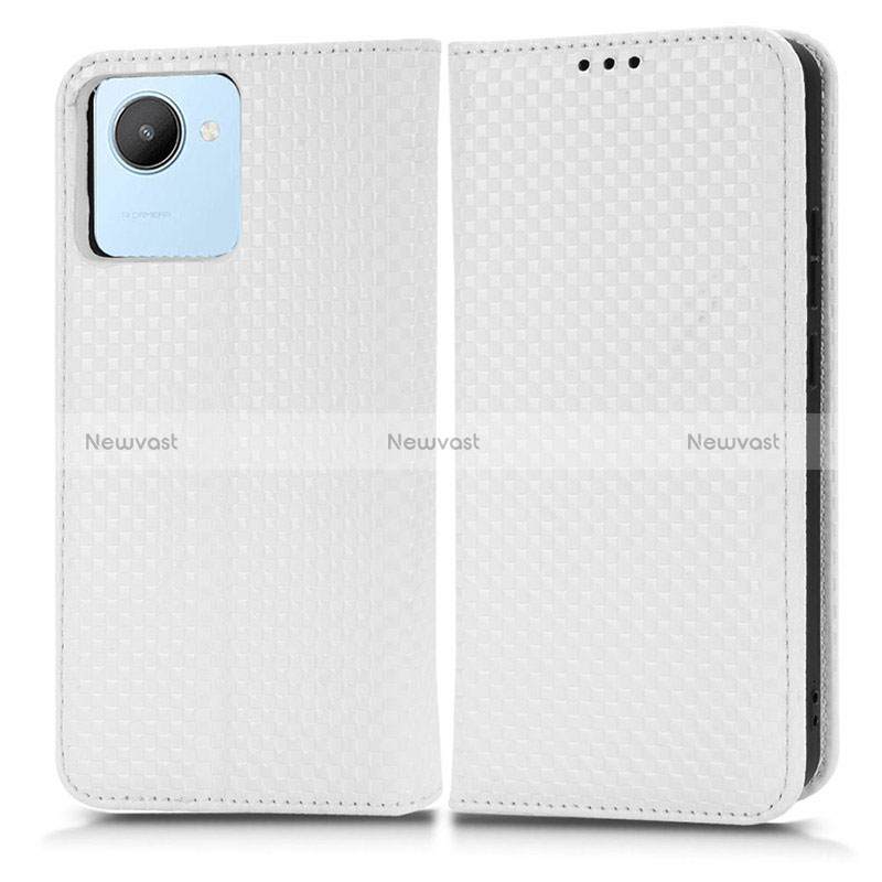 Leather Case Stands Flip Cover Holder C03X for Realme C30 White