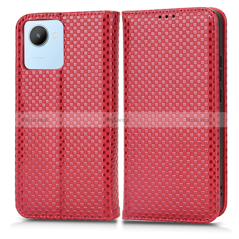 Leather Case Stands Flip Cover Holder C03X for Realme C30s Red