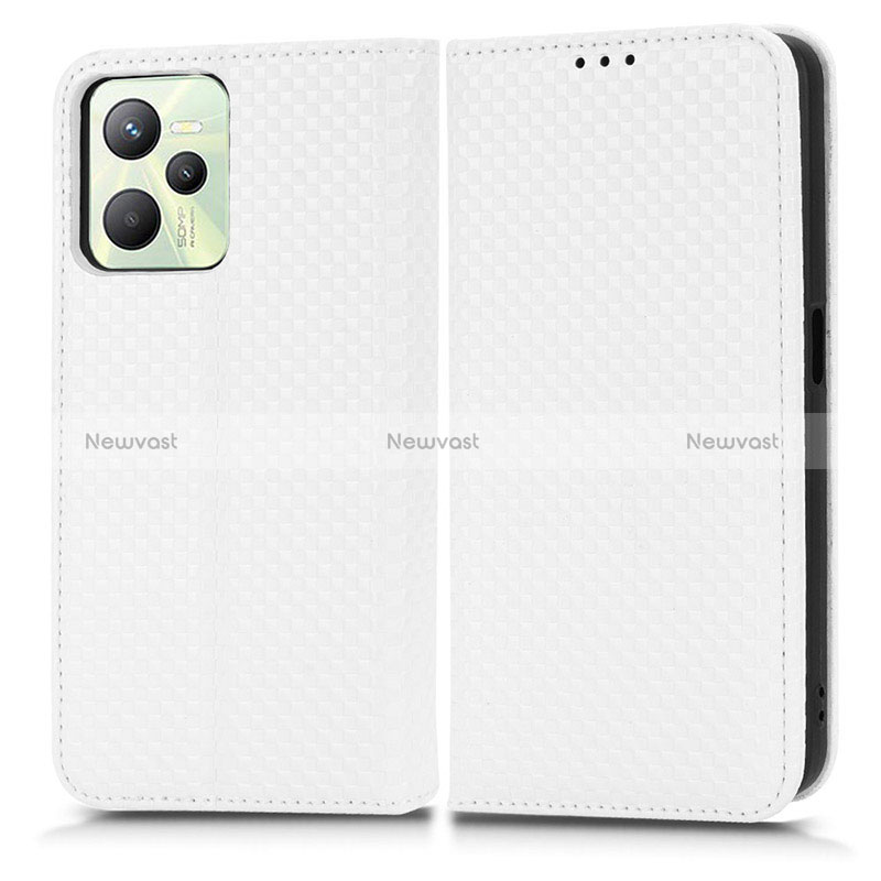 Leather Case Stands Flip Cover Holder C03X for Realme C35 White