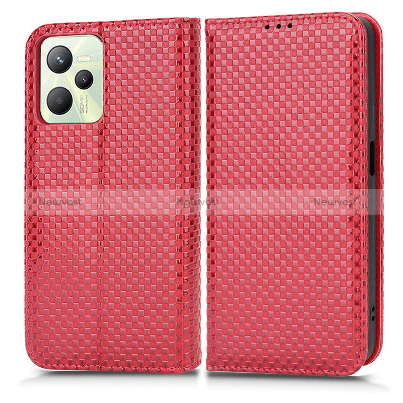 Leather Case Stands Flip Cover Holder C03X for Realme Narzo 50A Prime Red