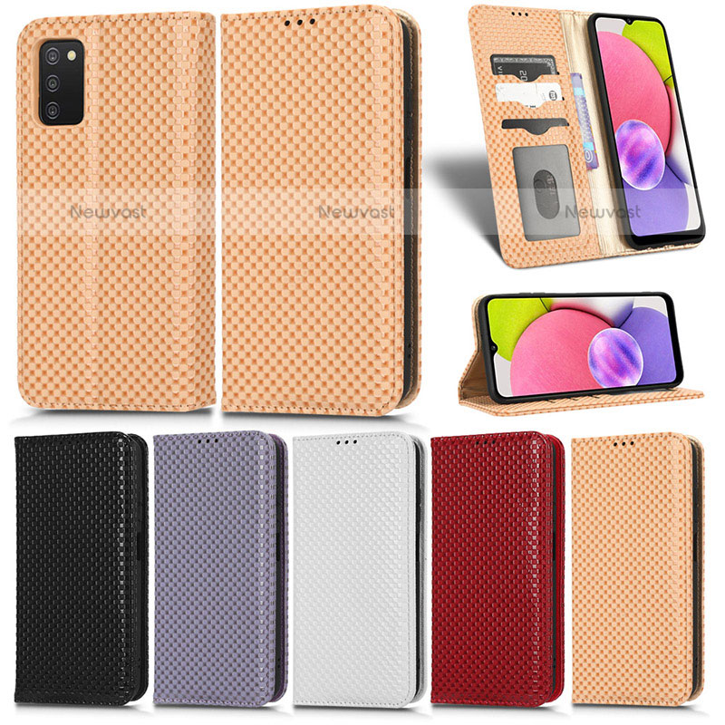 Leather Case Stands Flip Cover Holder C03X for Samsung Galaxy A02s