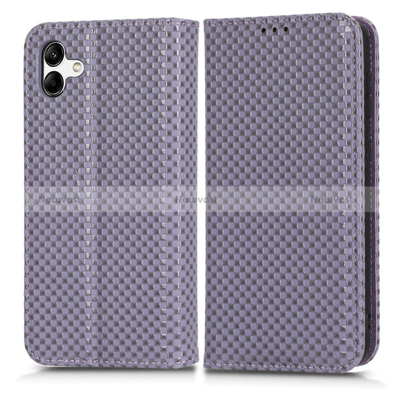 Leather Case Stands Flip Cover Holder C03X for Samsung Galaxy A05 Purple