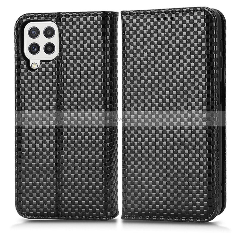 Leather Case Stands Flip Cover Holder C03X for Samsung Galaxy A22 4G Black