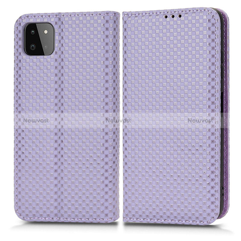 Leather Case Stands Flip Cover Holder C03X for Samsung Galaxy A22 5G Purple
