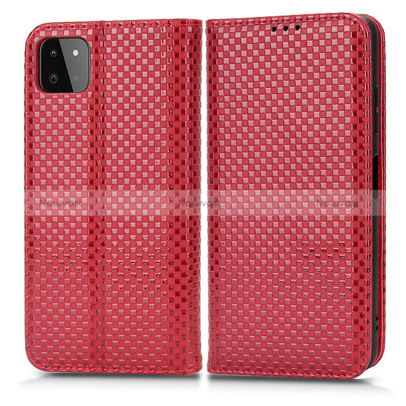 Leather Case Stands Flip Cover Holder C03X for Samsung Galaxy A22 5G Red
