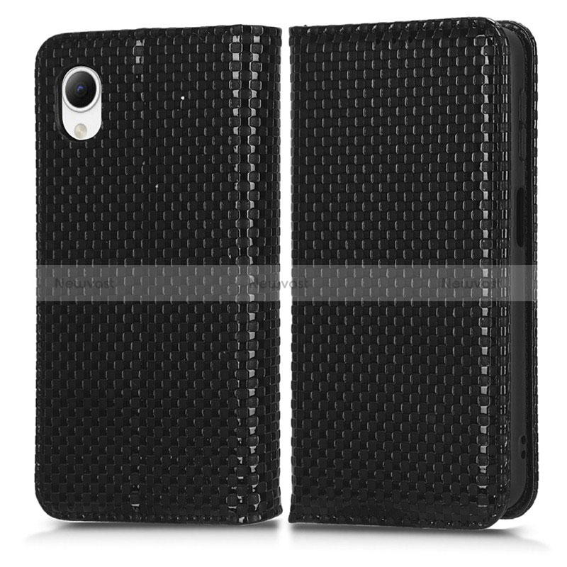 Leather Case Stands Flip Cover Holder C03X for Samsung Galaxy A23e 5G Black