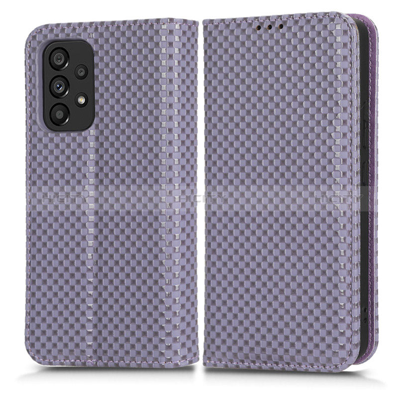 Leather Case Stands Flip Cover Holder C03X for Samsung Galaxy A53 5G Purple