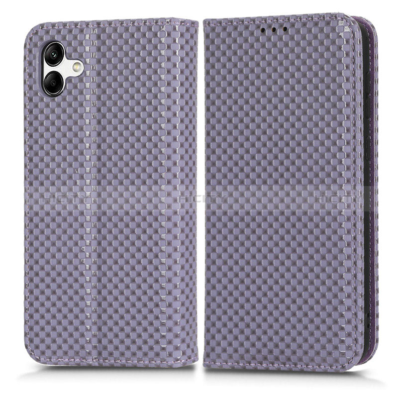 Leather Case Stands Flip Cover Holder C03X for Samsung Galaxy F04 Purple