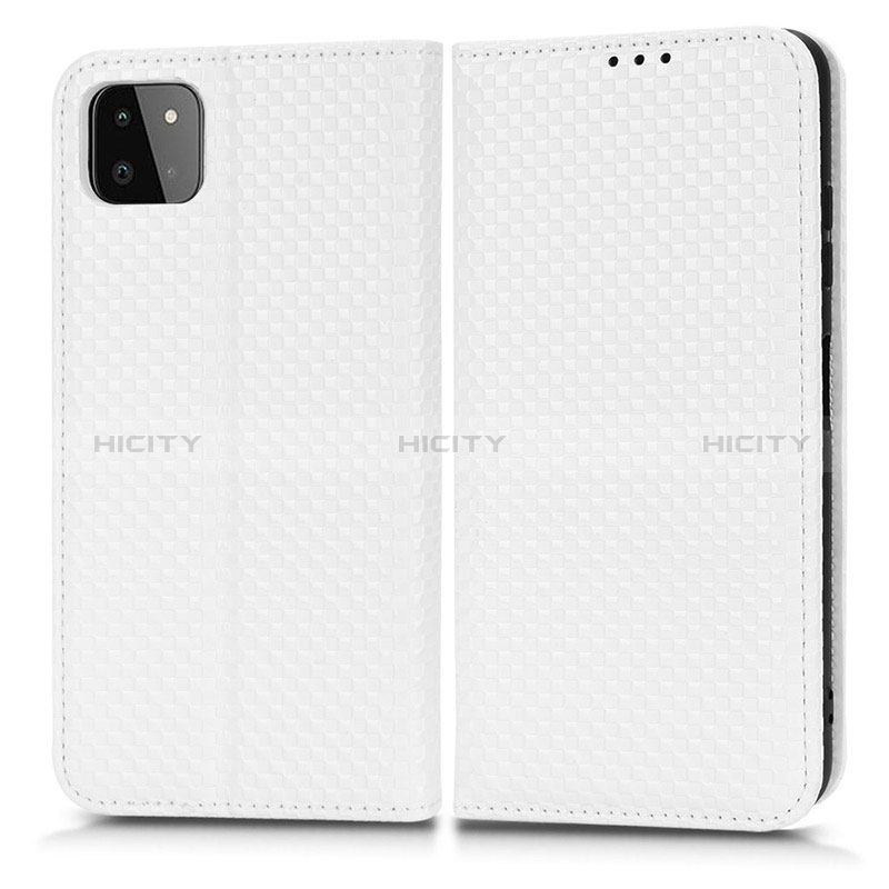 Leather Case Stands Flip Cover Holder C03X for Samsung Galaxy F42 5G White