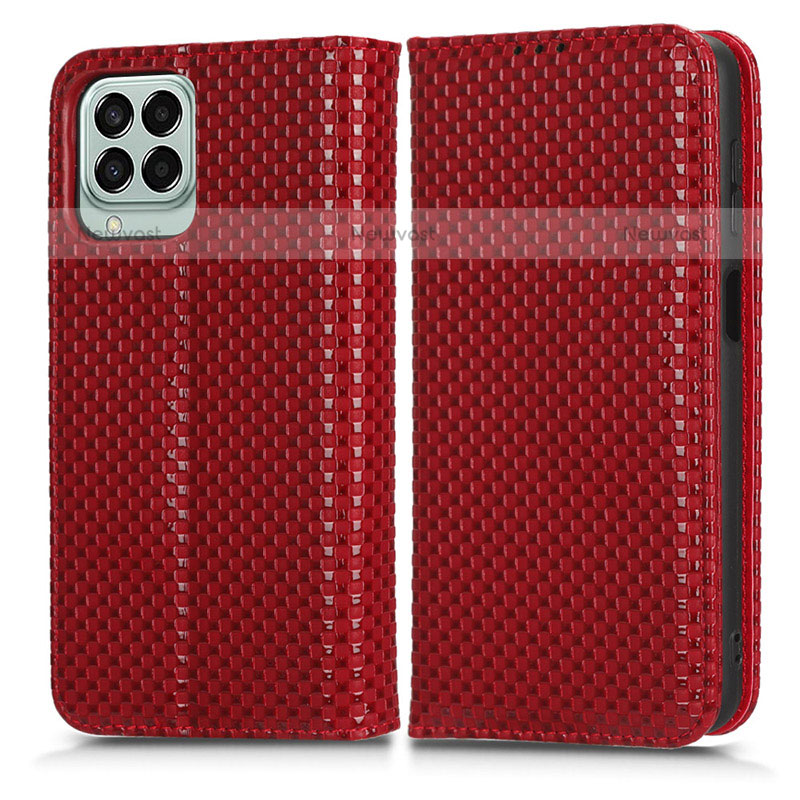 Leather Case Stands Flip Cover Holder C03X for Samsung Galaxy M33 5G Red