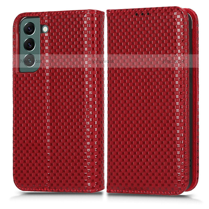 Leather Case Stands Flip Cover Holder C03X for Samsung Galaxy S23 Plus 5G Red