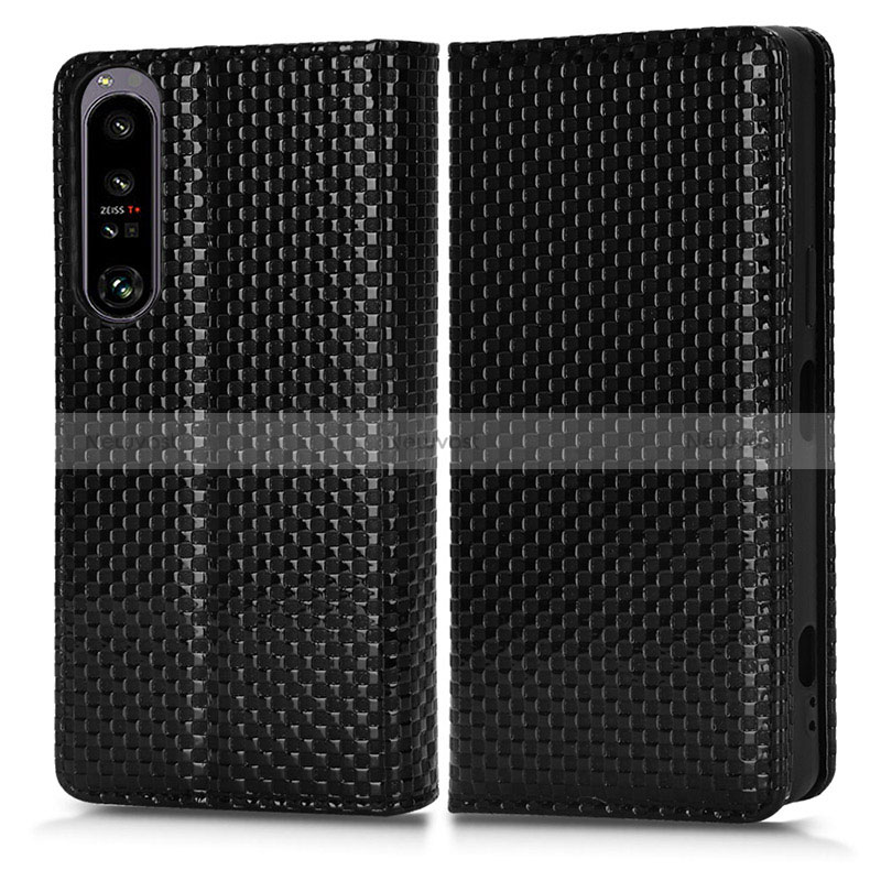 Leather Case Stands Flip Cover Holder C03X for Sony Xperia 1 IV SO-51C Black