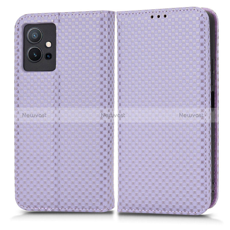 Leather Case Stands Flip Cover Holder C03X for Vivo Y30 5G Purple