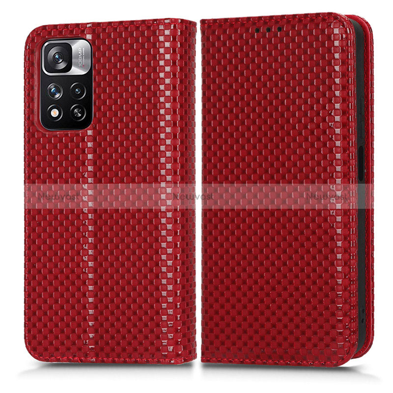 Leather Case Stands Flip Cover Holder C03X for Xiaomi Mi 11i 5G (2022) Red