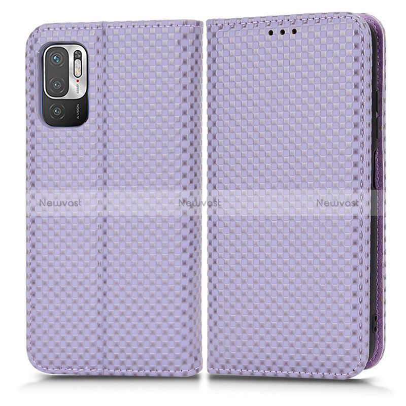 Leather Case Stands Flip Cover Holder C03X for Xiaomi POCO M3 Pro 5G Purple