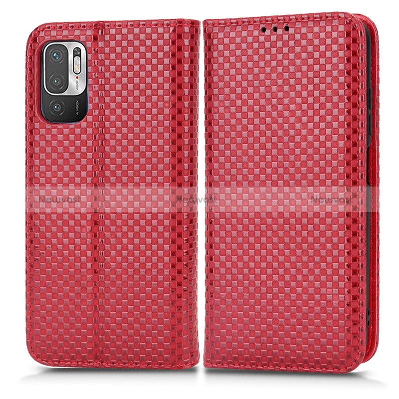 Leather Case Stands Flip Cover Holder C03X for Xiaomi POCO M3 Pro 5G Red