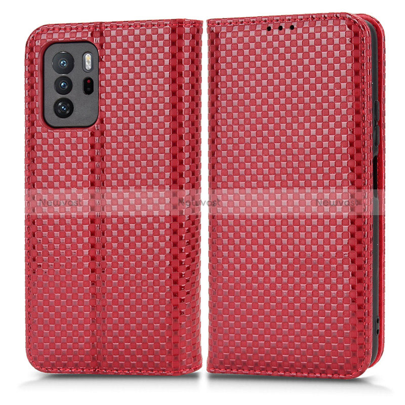 Leather Case Stands Flip Cover Holder C03X for Xiaomi Poco X3 GT 5G Red