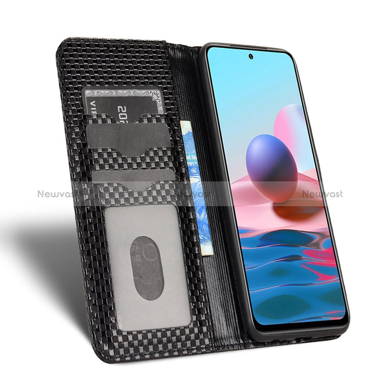 Leather Case Stands Flip Cover Holder C03X for Xiaomi Redmi Note 10 4G
