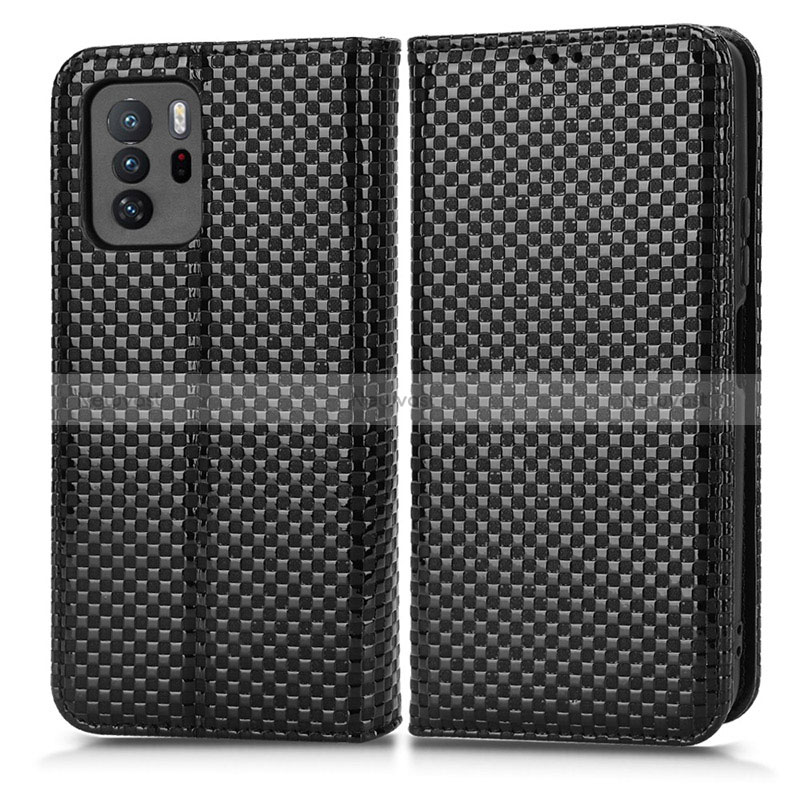 Leather Case Stands Flip Cover Holder C03X for Xiaomi Redmi Note 10 Pro 5G Black