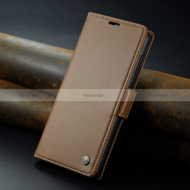 Leather Case Stands Flip Cover Holder C04S for Huawei Mate 60 Pro Brown