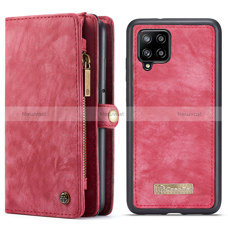 Leather Case Stands Flip Cover Holder C04S for Samsung Galaxy A12 5G Red