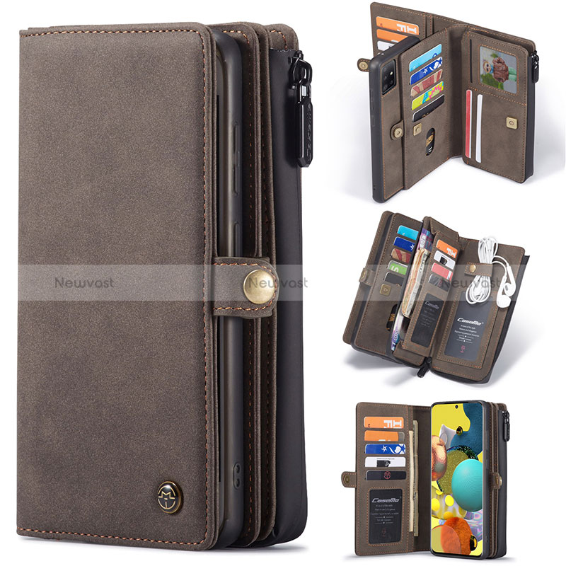 Leather Case Stands Flip Cover Holder C04S for Samsung Galaxy A71 5G Brown